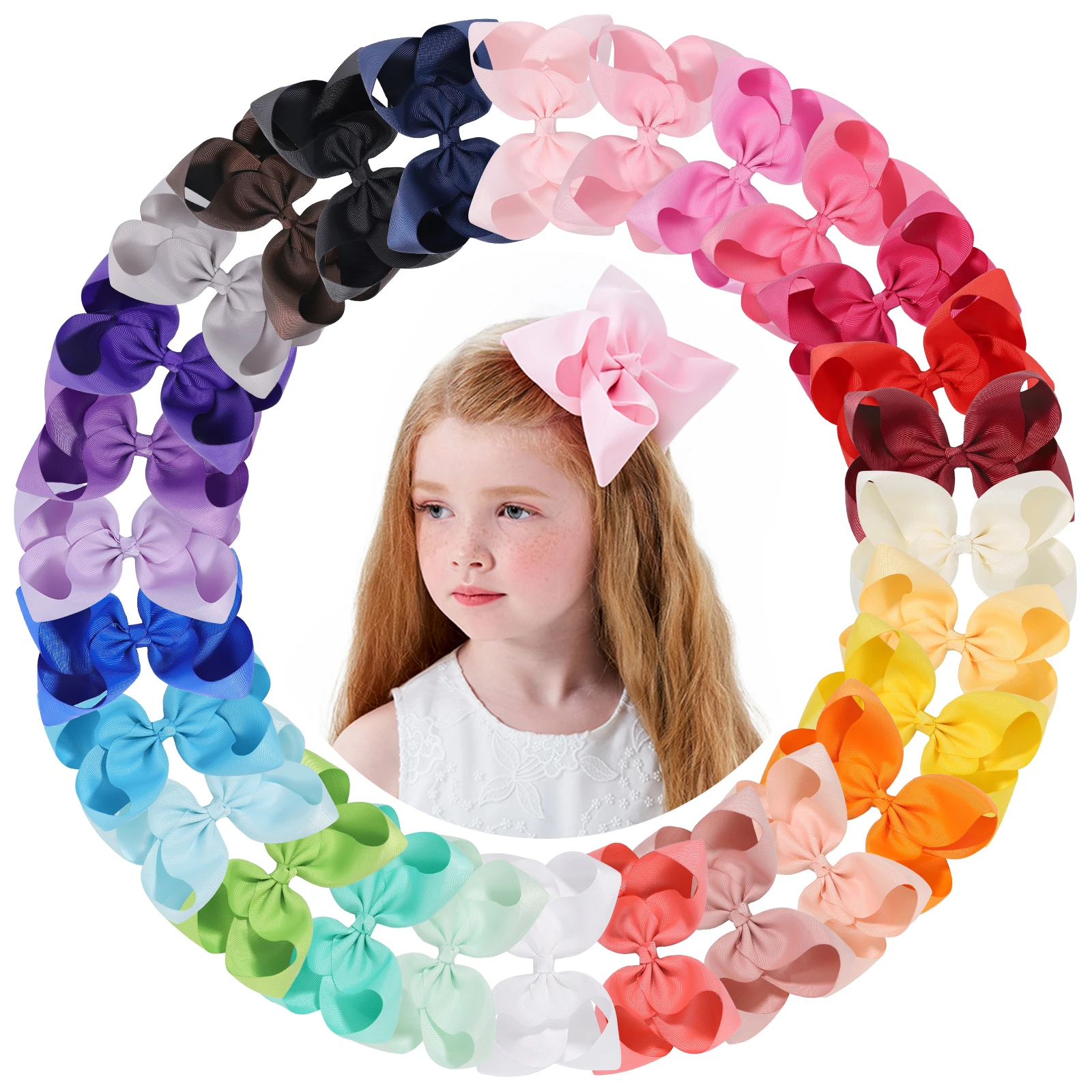 6 Inch Big Grosgrain Ribbon Solid Hair Bows with Clips Women Girls Kids Hair Clips Headwear Boutique Hair Brooches Accessories