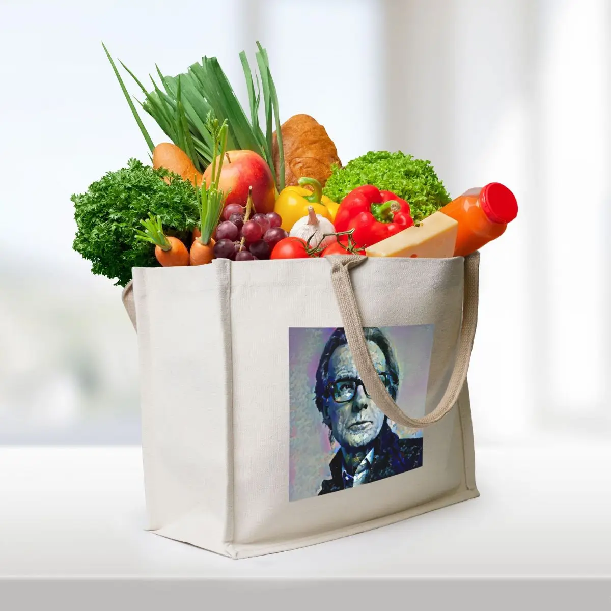 Bill Nighy Portrait Tote Bag custom tote bag canvas shopping bag Candy bags shopping bags foldable