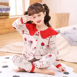 Set pigiama per ragazze Hello Kitty Set di indumenti da notte comodi e morbidi stile principessa Set di vestiti per la casa alla moda di alta qualità Autunno Inverno