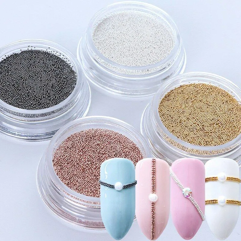 Stylish 0.4mm 3D Mini Steel Beads Nail Art Balls Decorations Mini Small Caviar DIY Charms Stud Manicure Accessory Nail Tools