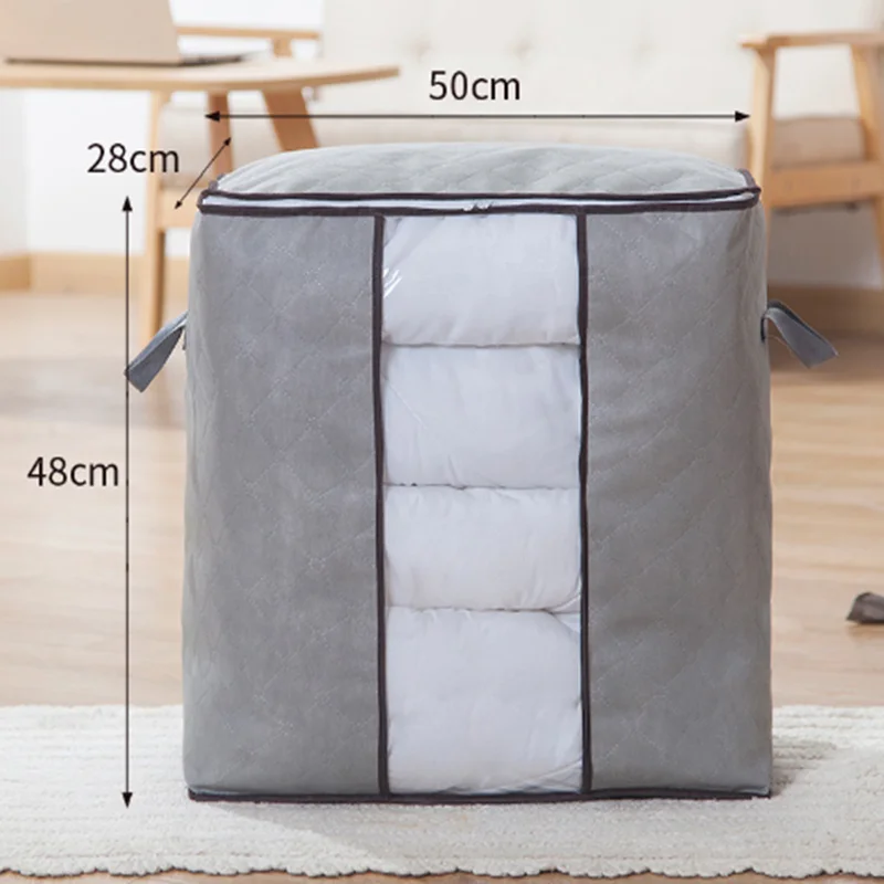 Foldable Storage Bag Clothes Organizer Waterproof Oxford Clear Window Clothing Wardrobe Organizer Home Non Woven Storage Box