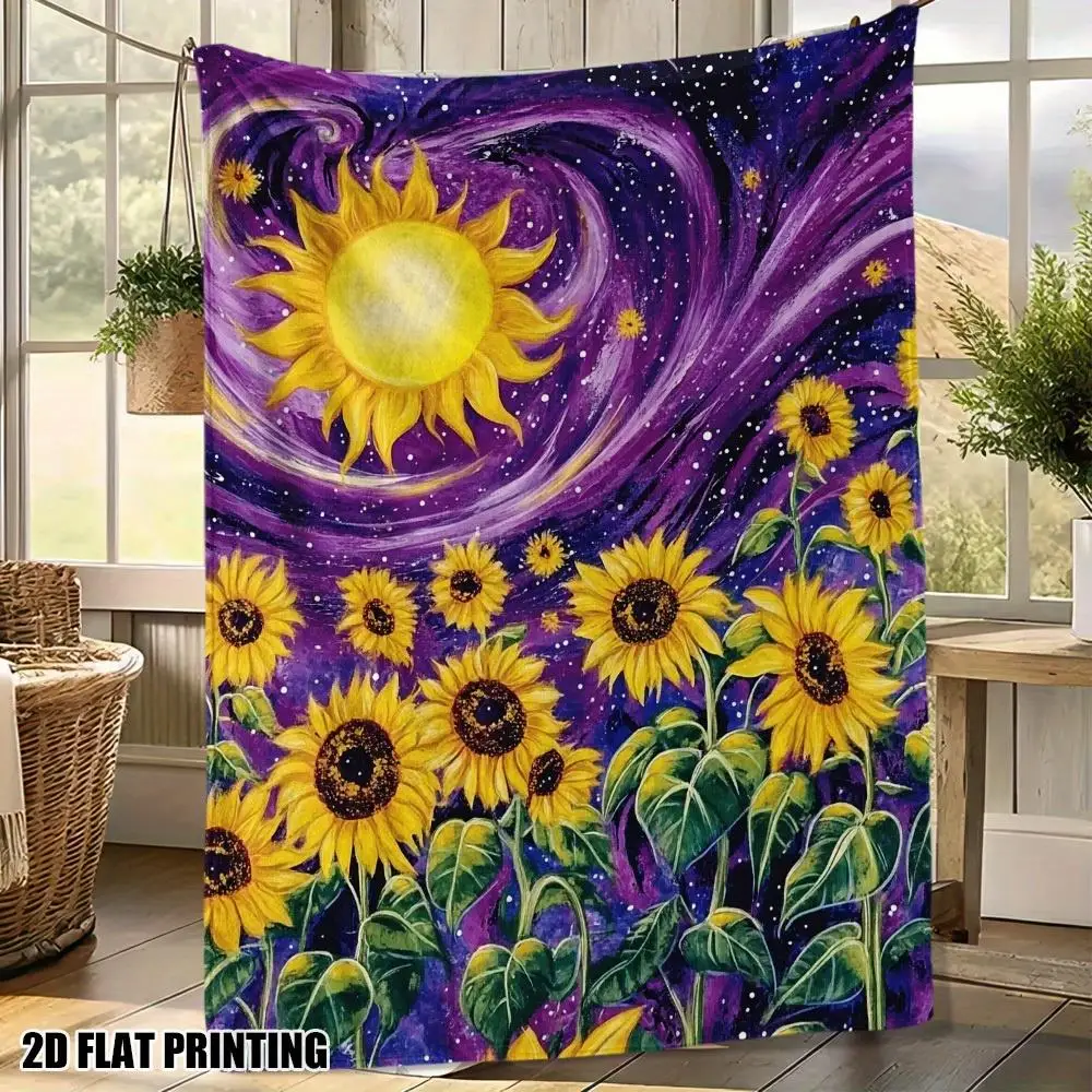 Bright sunflower patterns Blanket for Sofa Bed Travel Camping Living Room Office Conditioning Blanket for All Seasons Gifts