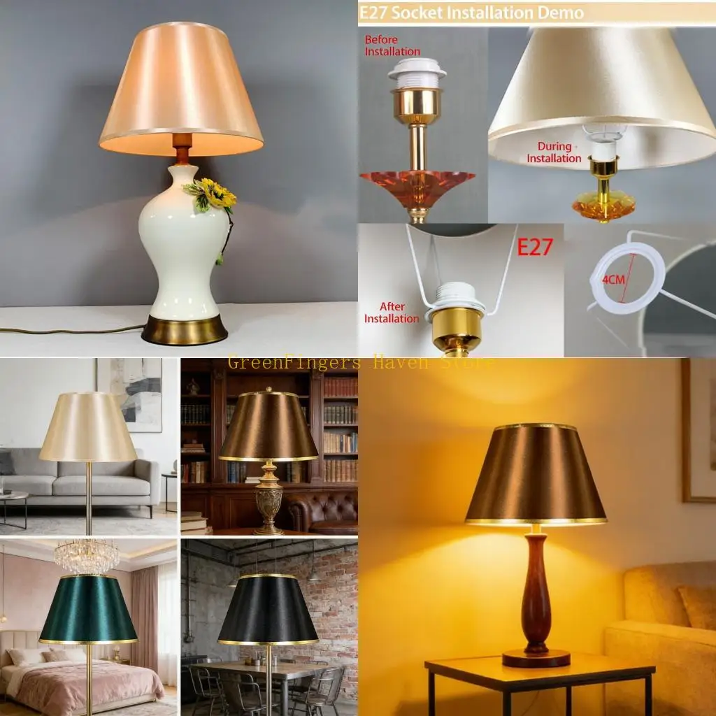 F68D Elegant Round Decorative Cloth Lampshades Home Decorative Wall Light Shade Floor Lamps Cover For Living Room Kitchen