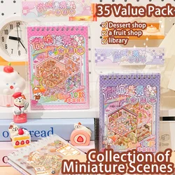 New! 10/20Pcs Scene Cartoon Diy 3D Landscape Sticker Book Cabin Scene Pocket Sticker Festival Birthday Gift to Student Kid Child