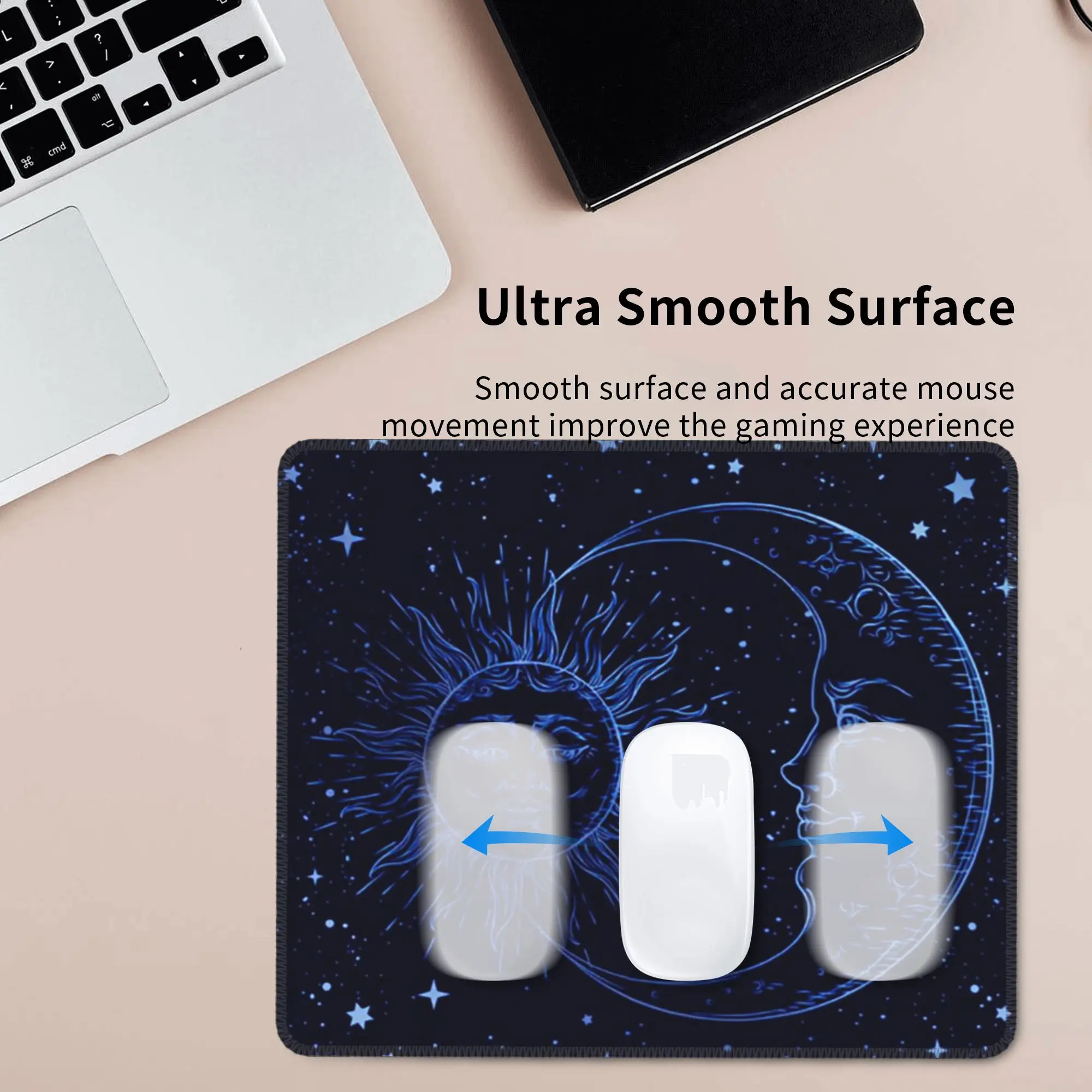 Celestial Mystic Esoteric Magic Sun Moon Mouse Pad Computer Keyboard Mouse Mat PC Laptop Desk Mat Office Accessories Table Mats