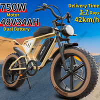 JANSNO X70 Electric Bike 750W Powerful Motor 48V34AH Dual Lithium Battery E Bike Adult City 20*4 Inch Fat Tire Electric Bicycle