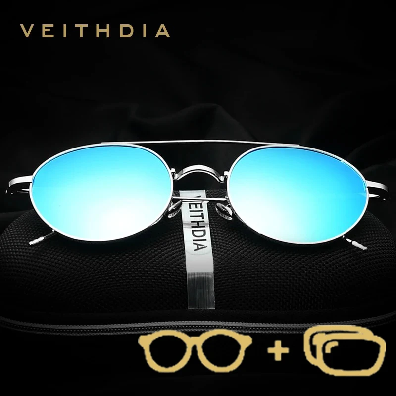 VEITHDIA Brand New Custom Prescription Sunglasses Polarized Mirror Lens Round Vintage Sunglasses Myopia Unisex Eyeglasses PJ3617