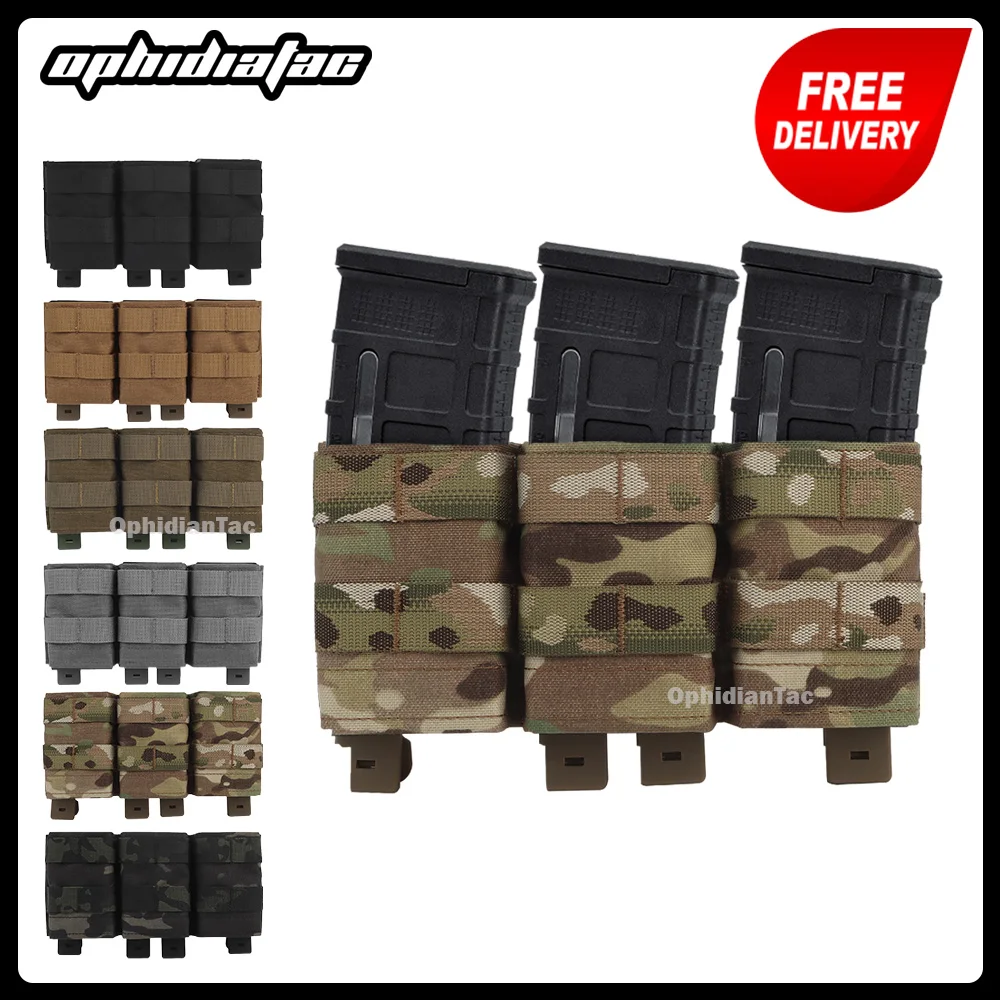 

OphidianTac Triple Medium 5.56 M4 KYWI Magazine Pouch Insert Open Malice Clip Strap 500D Nylon Hunting Airsoft