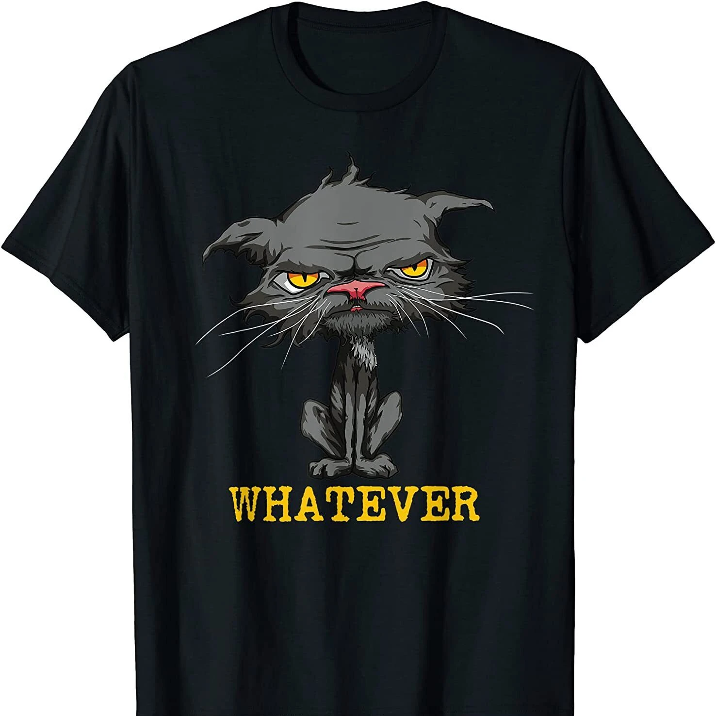 Whatever Angry Cat Funny Sarcastic Bored Cat Lovers Meh T Shirt New 100% Cotton Short Sleeve O-Neck T-shirt Casual Mens Top