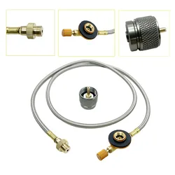 1Pcs Outdoor Camping Stove Gas Adapter Split Stove Converter Extension Cord Propane Small Tank Input EN417 Valve Output Adapter