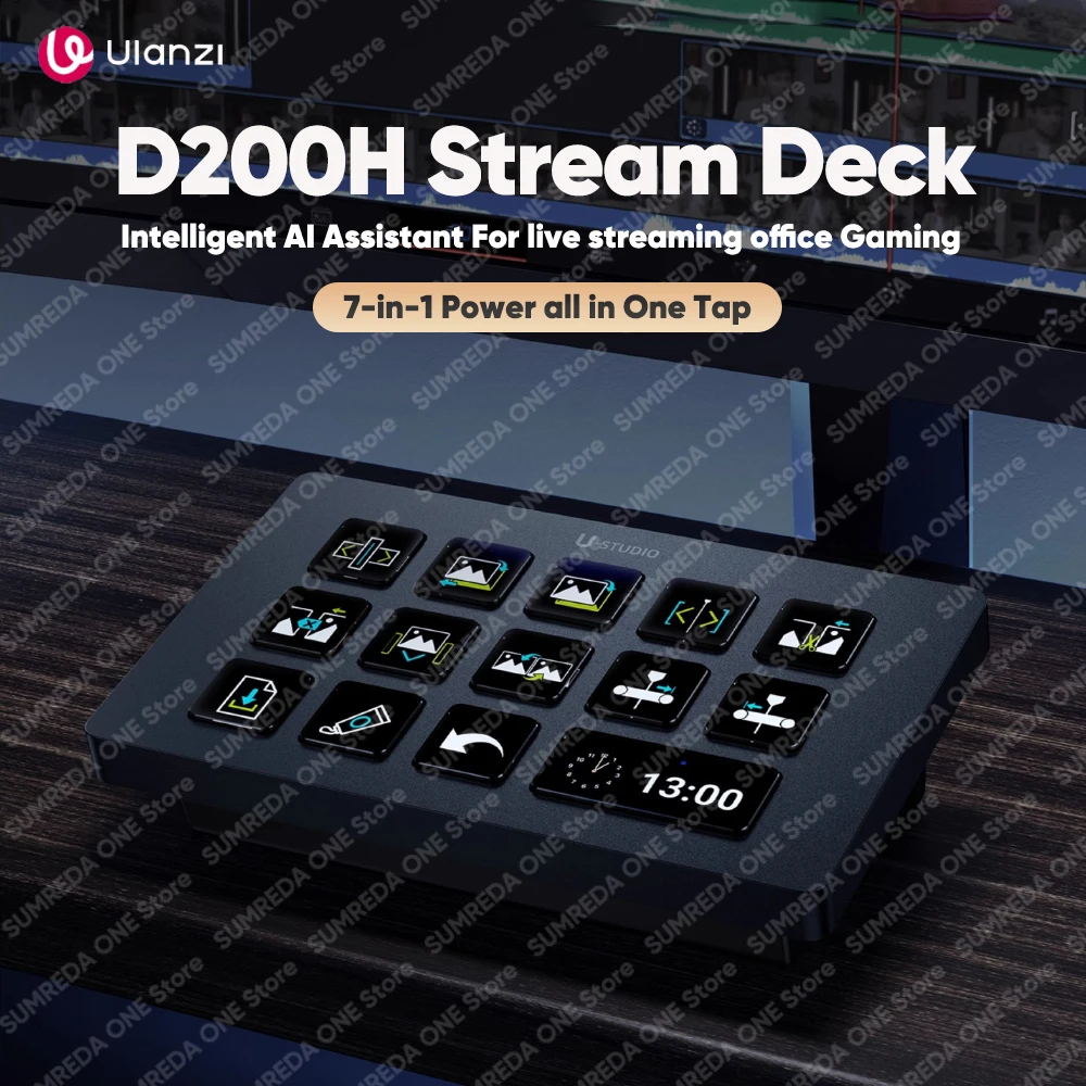 

Ulanzi D200H Производственная консоль для потоковой деки и контроллер студийного потока 13 ЖК-клавиш Streamdeck для создания содержания видеоблогов Editin