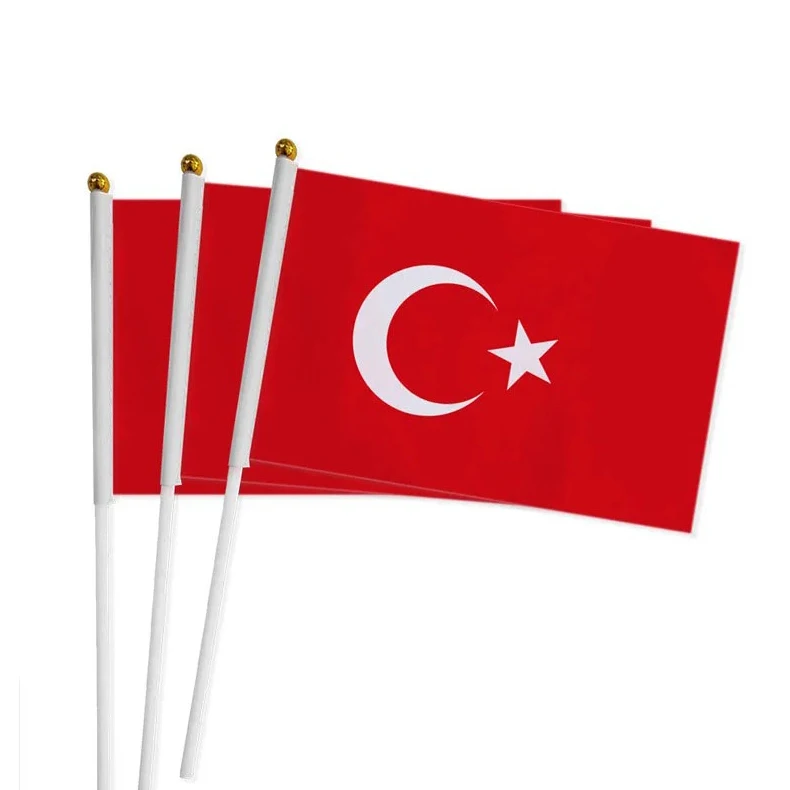 علم يد تركي 14 × 21 سم سارية علم بلاستيكية لأنشطة تزيين العطلات #1