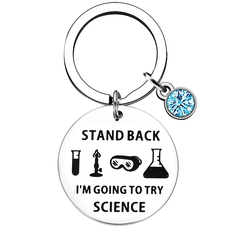 Scientist Gift Keychain Stand Back I'M Going To Try Science Key Rings Science Lover Laboratory Gifts Science Graduation Gift