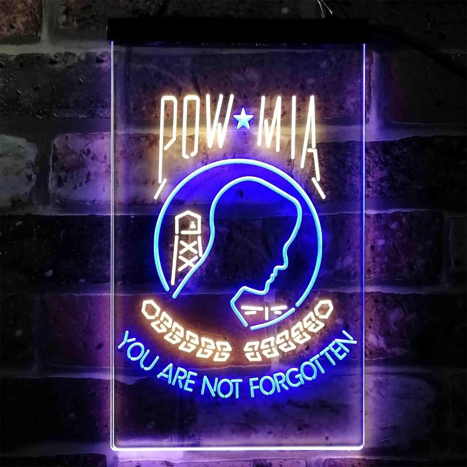 Pow Mia You are not Forgotten National League of Families Dual Color Led Neon Sign st6-i3935