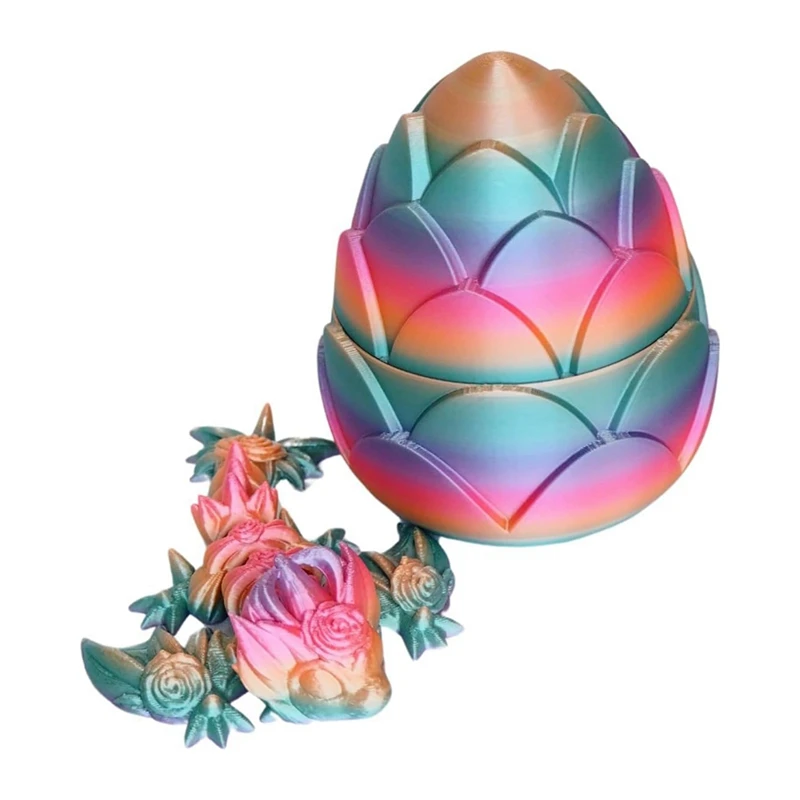 

3D Printed Dragon Egg Toy With Fully Articulated Dragon Inside, Easter Egg,(Rose Dragon Egg- Pink) Durable