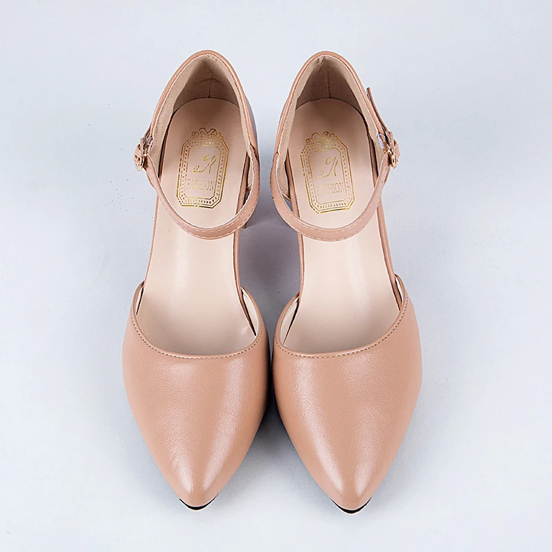 Women Sweet High Quality Pink Comfort European Stylish Bow Tie Square Heel Shoes Lady Classic Beige Summer Party Shoes