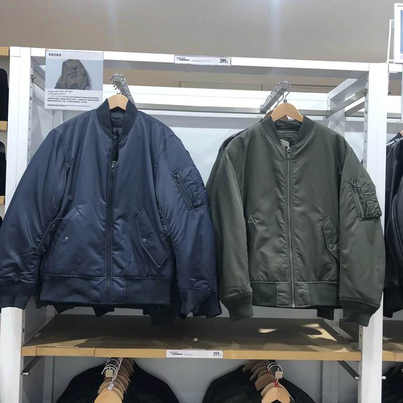 Autumn Winter Thickened Pilot Jacket Men's Military Style Cotton Vest Outerwear Long Sleeve Zipper Closure Casual Coat