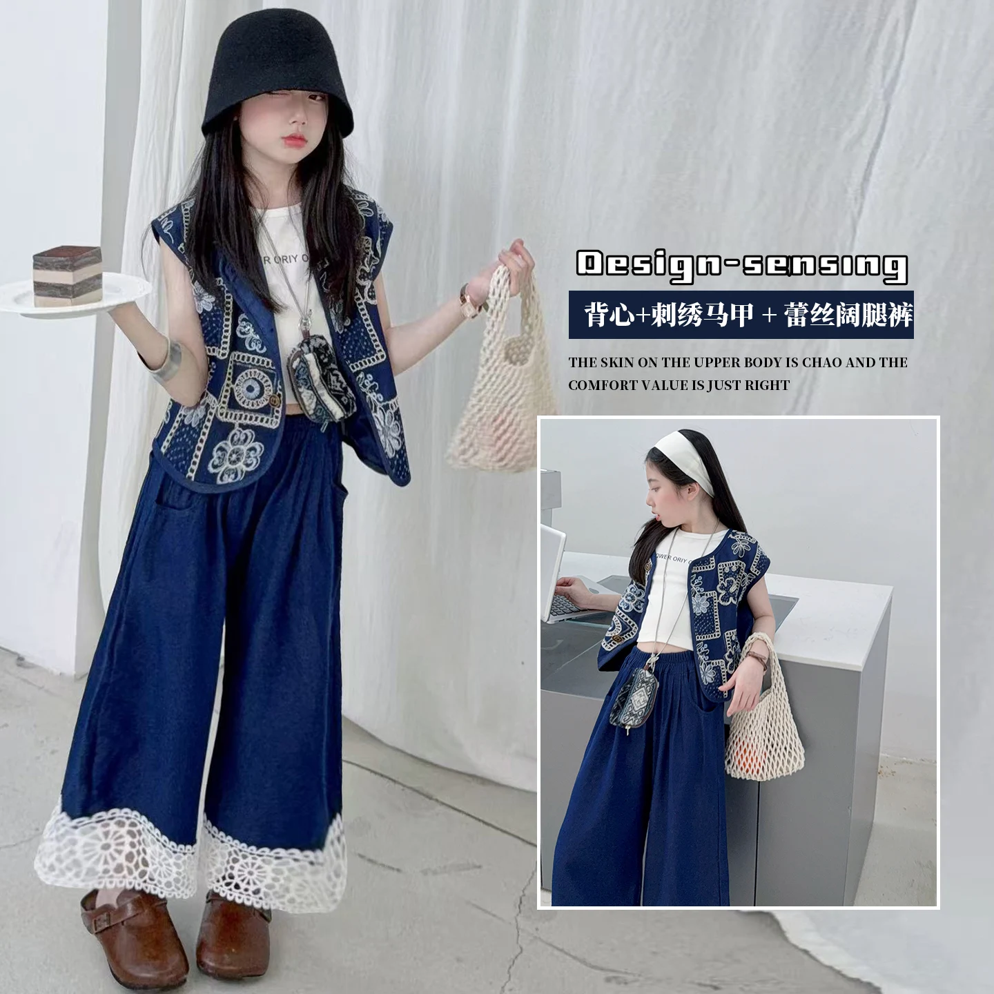 Girls 3PCs Vest Tee Pants Set - Summer Clothing For Teen Girls ulasan dan harga