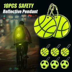 10PCS Basketball Reflective Keychains Outdoor Night Safety Stars Lightning Backpack Pendants Fashion Key Rings Gifts