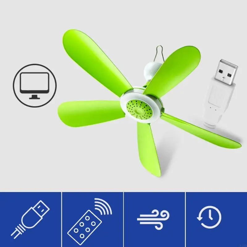 

N1HD DC5V 5W USB Remote Control Timing 3 Gears Ceiling Fan Cooling Hanging Fan