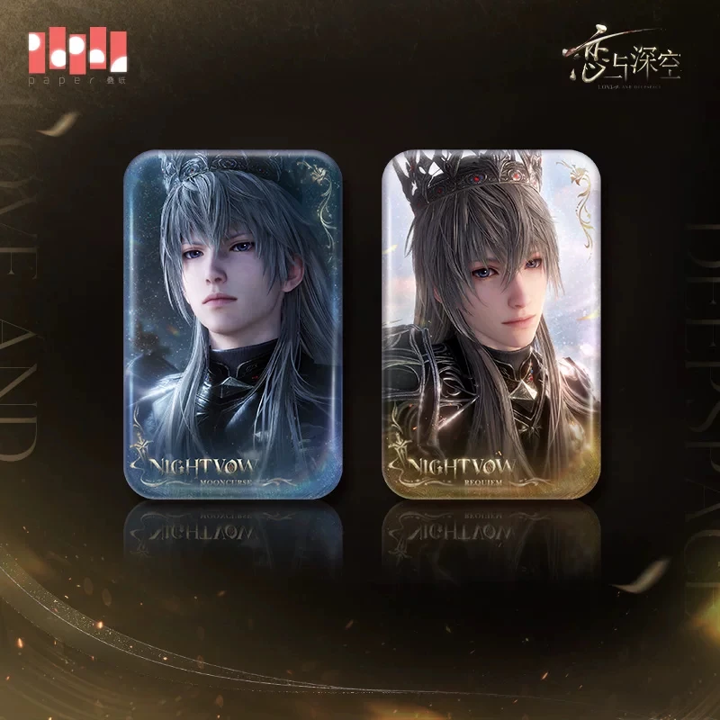 In stock Official Love and Deepspace Xavier Square Badge Brooch Pin King of Darknight Series Anime Game Toy Halloween Gift Cospl