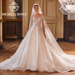 Michelle Royce-vestido De baile De lujo para mujer, Vestidos De Novia De princesa con cuentas brillantes, vestido De Novia sin espalda