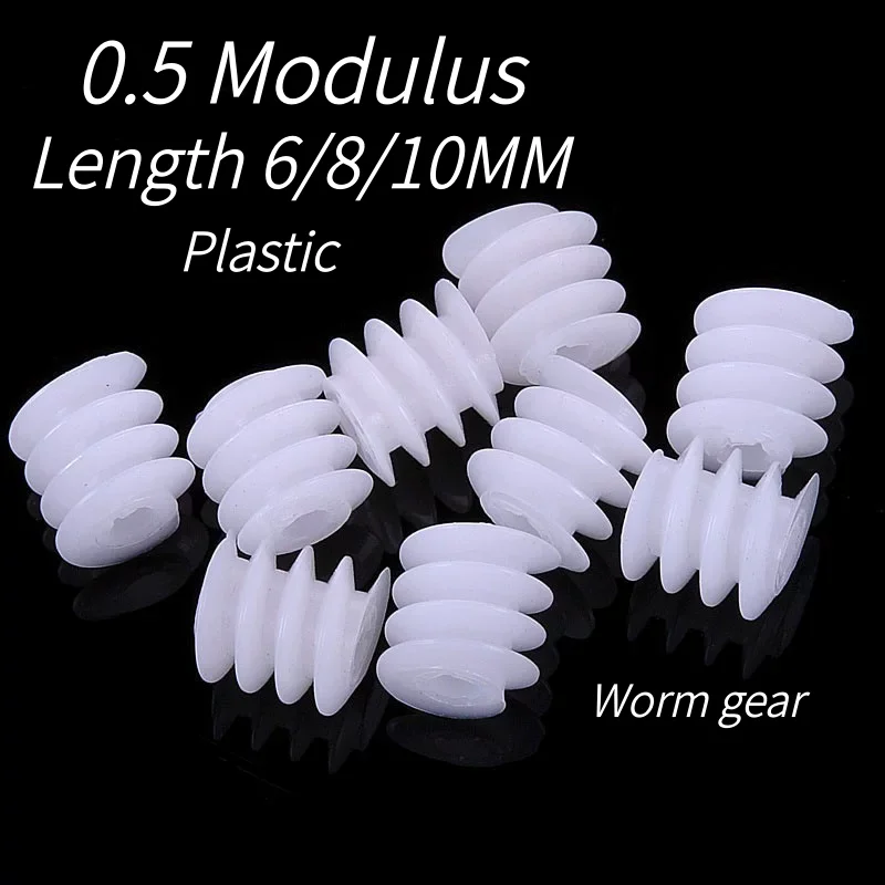 20Pcs 0.5 Modulus Plastic Worm Reduction Gear Hole 1.95MM DIY Hobby Toy Model Spiral Accessories Length 6/8/10MM Fits 2MM shafts