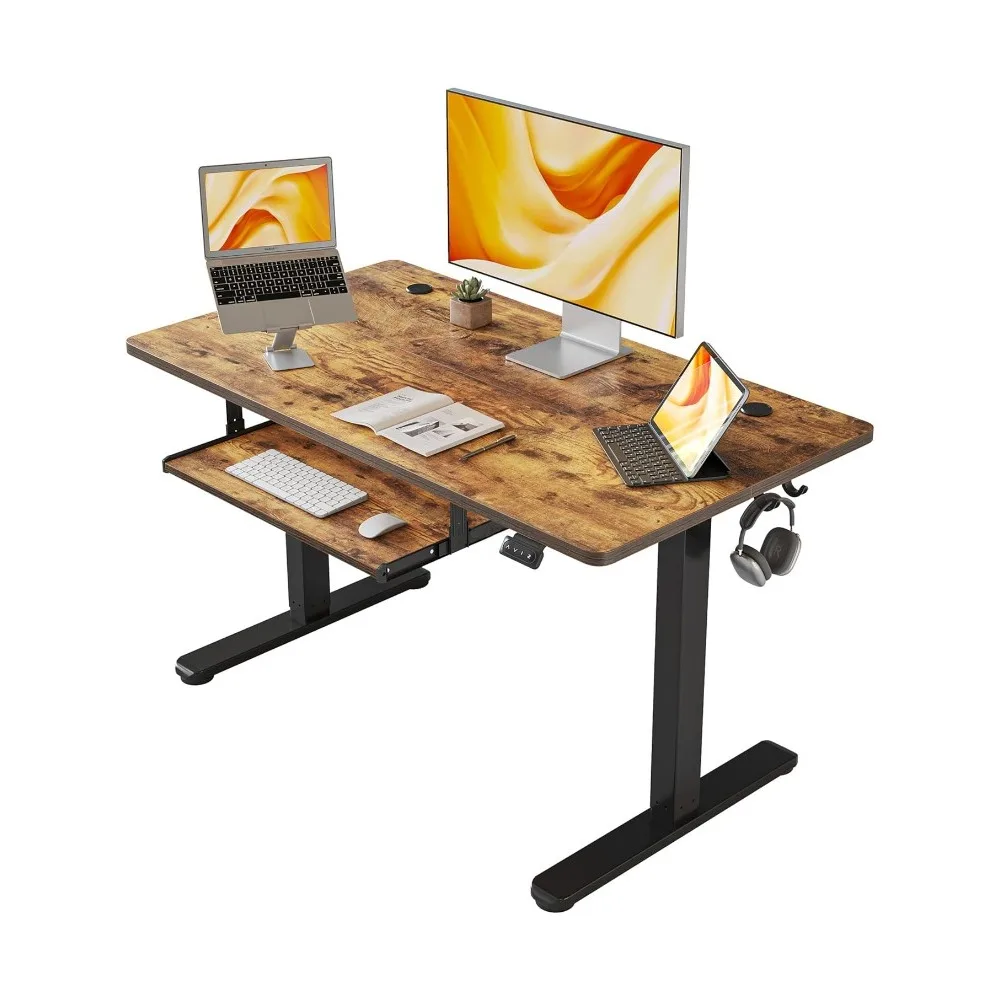 Standing Desk with Keyboard Tray, 40 × 24 Inches Electric Height Adjustable Desk, Sit Stand Up Desk, Computer Office Desk