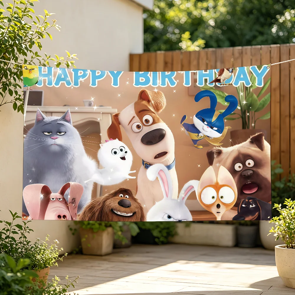 Cartoon T-THE SECRET LIFE OF P-PETS Flag For Sports Matches  Games Parade Rally Holiday Festival Backyard Balcony Club Bar Decor