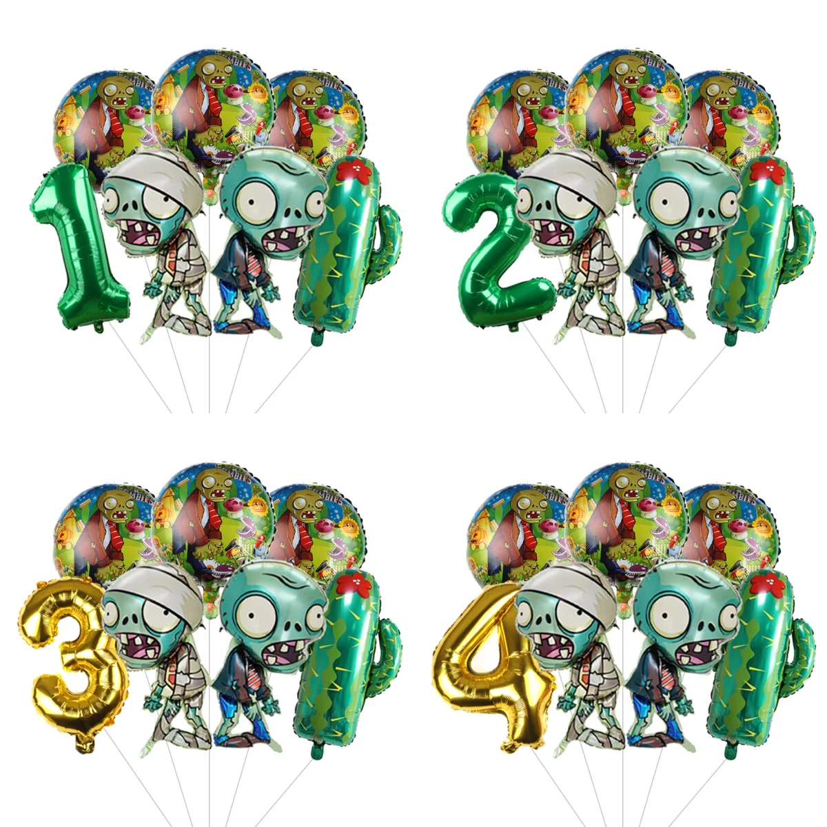 Plants vs Zombies Foil Balloons Set Aluminum Film Balloon Bouquet for Birthday Party and Event Scene Layout Supplies