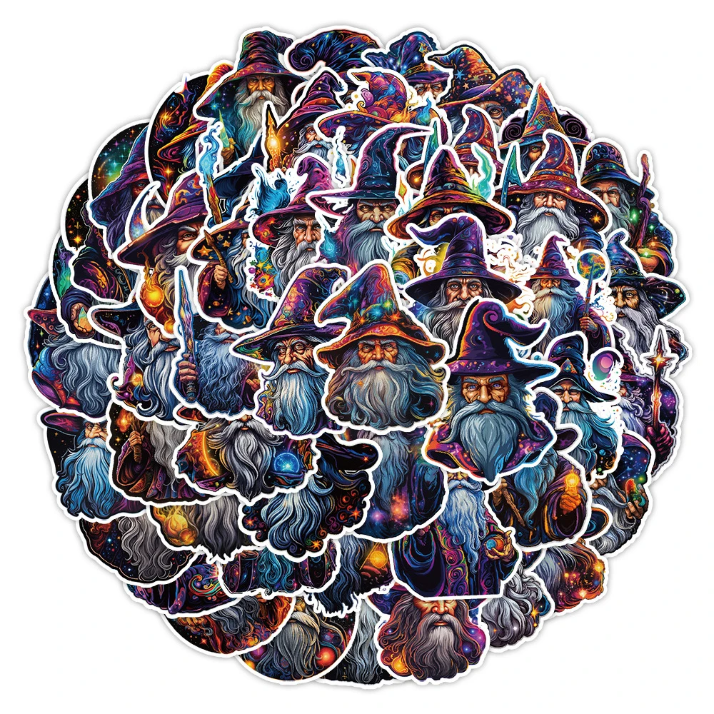 

10/30/50pcs Nordic Style Magic Old Man Graffiti Stickers Vintage Gothic Graffiti Decals Skateboard Phone Laptop Cool Sticker Toy