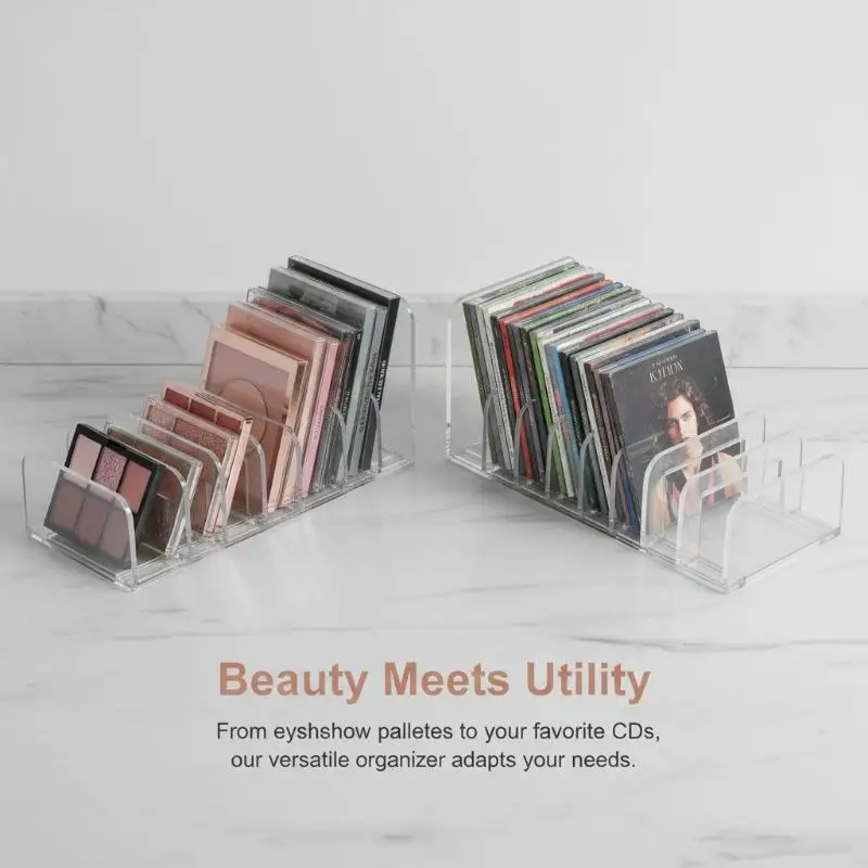 Acrylic CD Storage Rack Holder for 14 CDs Transparent Organizer for Home Office Shelf