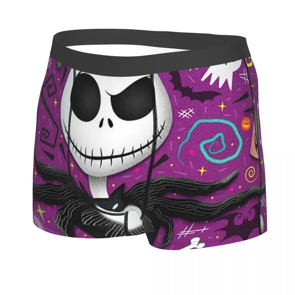 مخصص تيم بيرتون عيد الميلاد فيلم الرعب سراويل بوكسر الرجال طباعة الذكور تمتد هالوين الجمجمة جاك سالي سراويل داخلية ملخصات