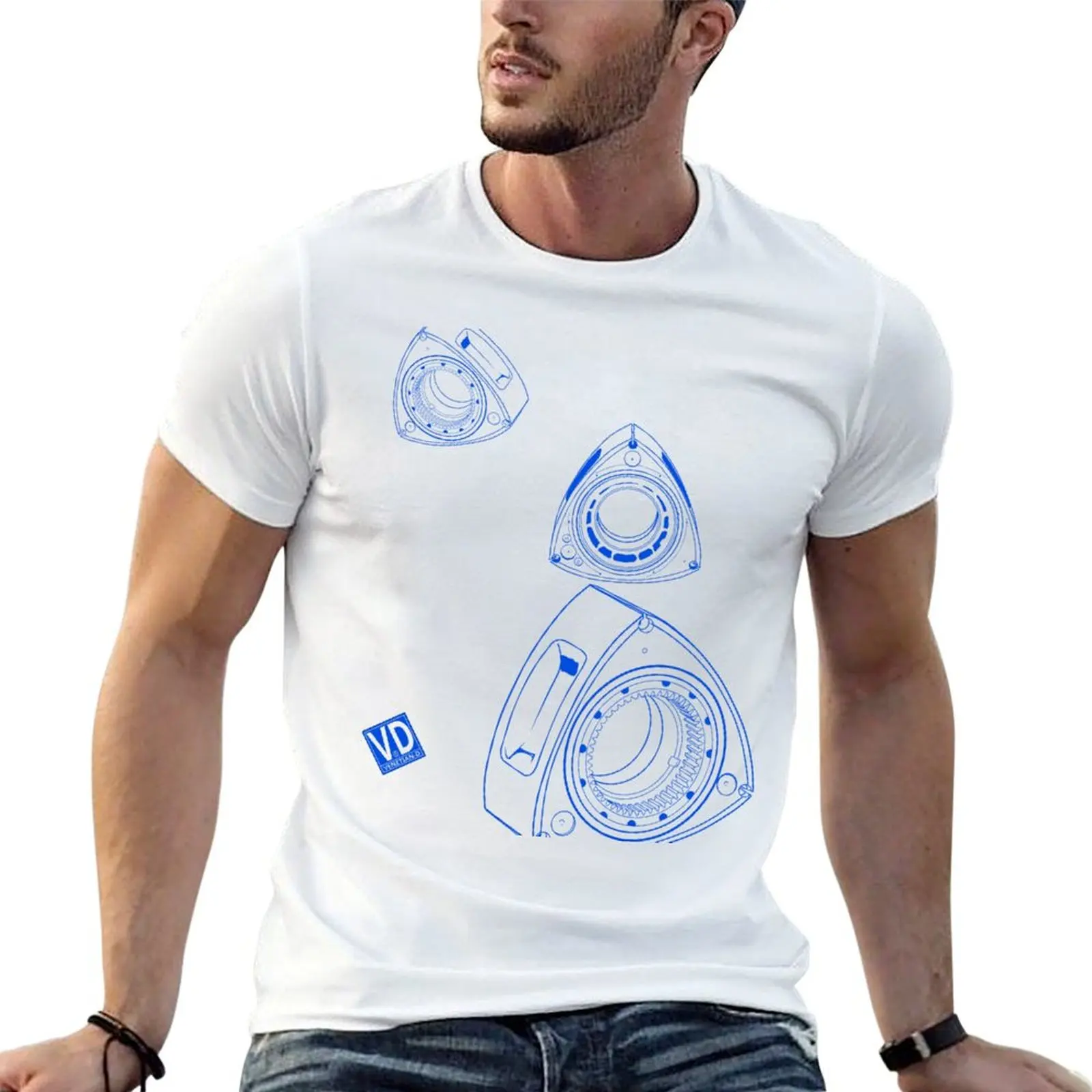 Rotary rotor blue T-Shirt Trendy Casual Short Sleeve Shirt