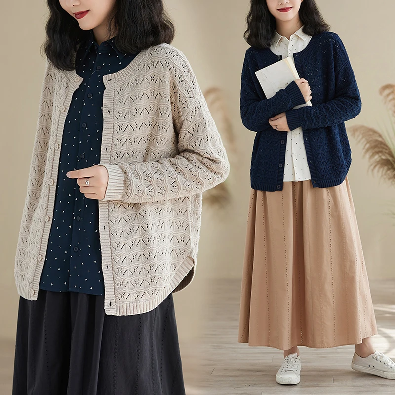 

Ранняя осень Faion, цветной вязаный кардиган, женский круглый Ne Long Sve, универсальный свитер Jaet, модный