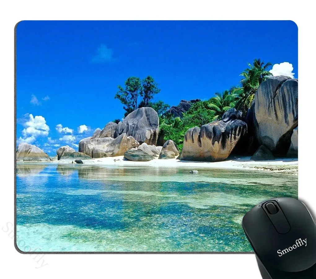 Hot-Selling Tropical Paradise Sunshine Beach Mouse Pads Gaming Mousepad Mouse Mat Keyboard Mats Desk Pad Mousepads 18x22cm