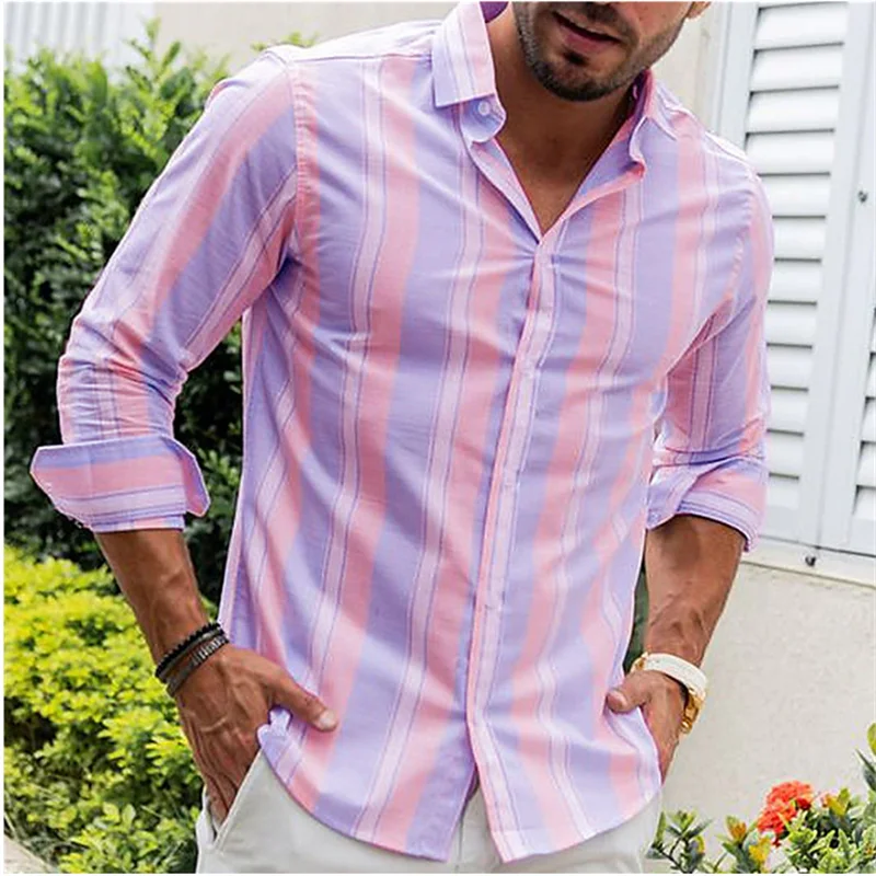 

2024 new four seasons men's large size shirt solid color fashion casual cardigan, striped stitching 3D, HD, S-6XL,