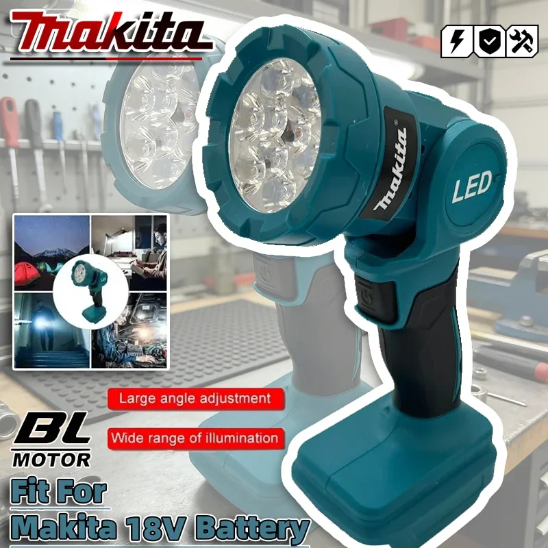 

Аккумуляторный светодиодный рабочий фонарь Makita для помещений и улицы, перезаряжаемый фонарик, 18В, электроинструмент, ночной прожектор