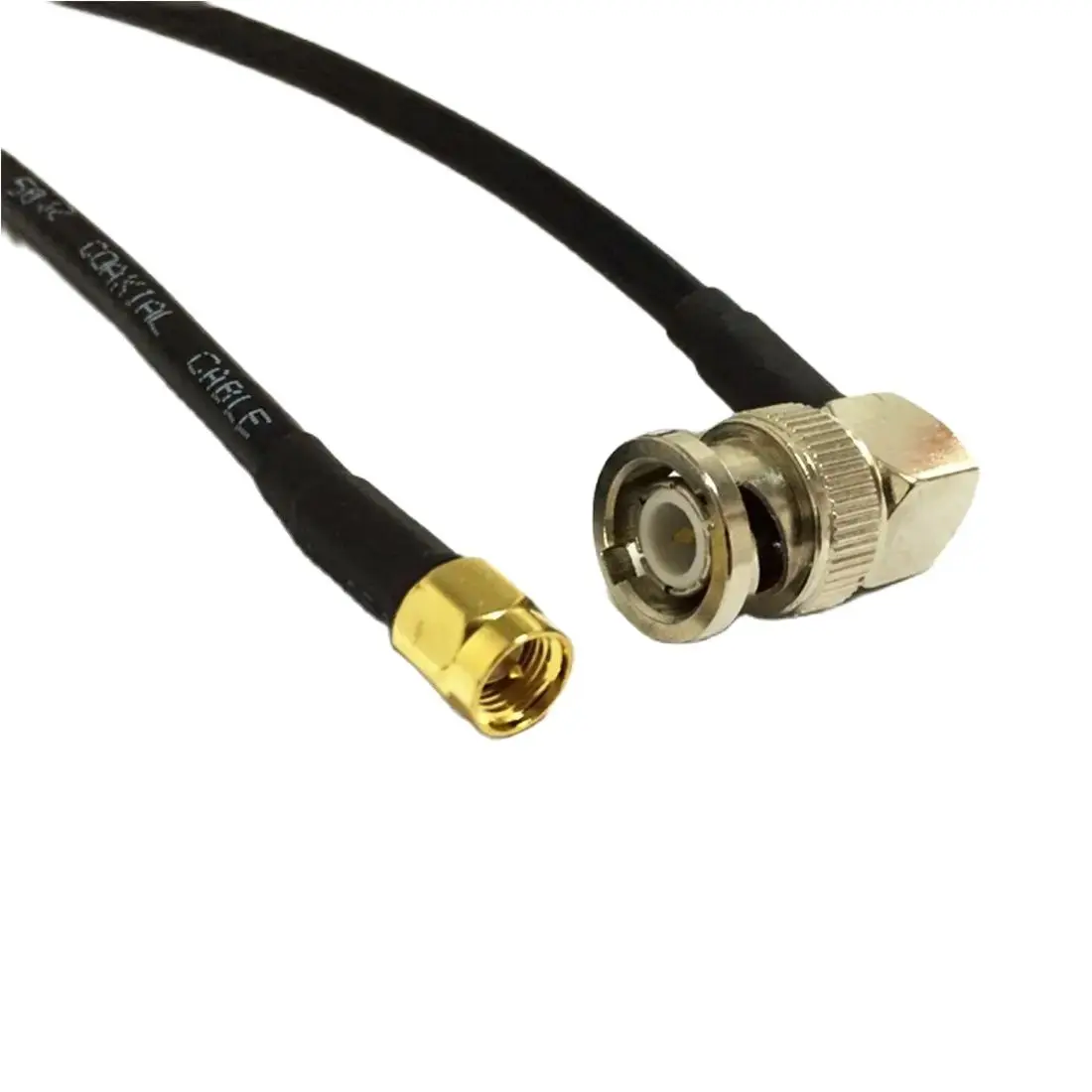 Wireless Patch Lead Cable SMA Male/ RP Plug to BNC Male Right Angle Adapter RG58 50cm/100cm Wholesale New