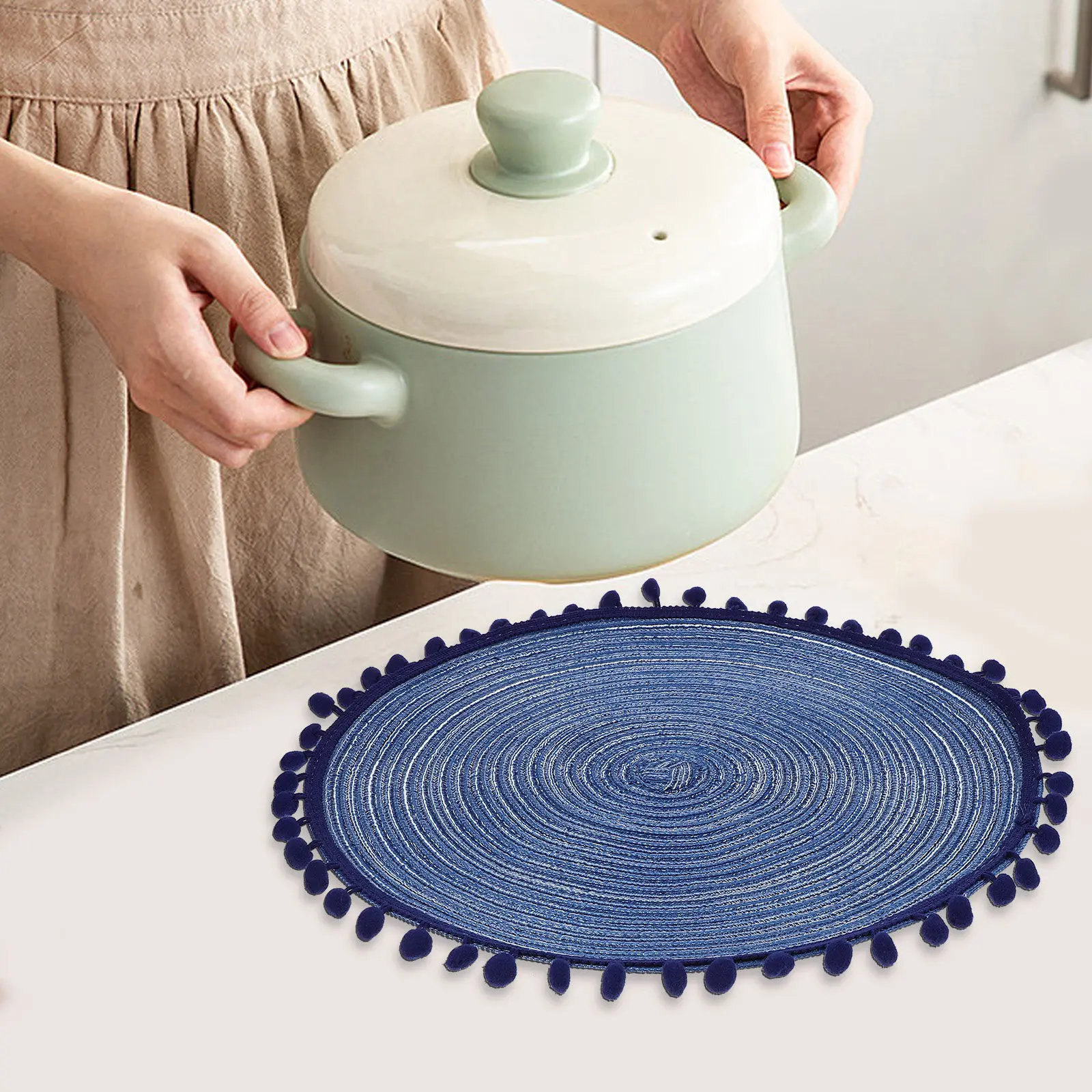 6Pcs Insulation Heat Pads Nordic Style Round Placemat Simple Stylish Dining Table Coasters Set Cup Pot Mat Bulk Placemats