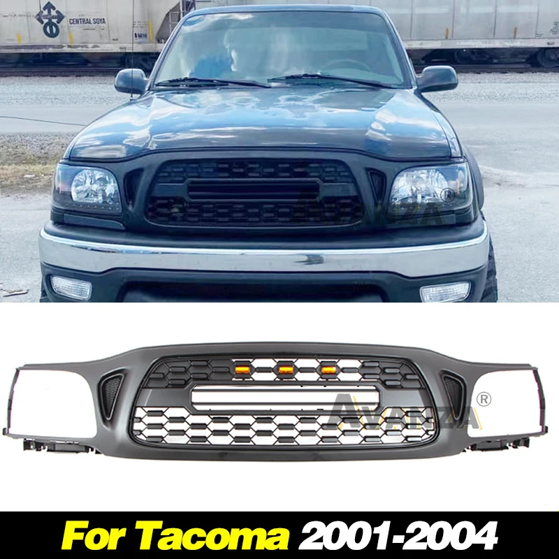 

TRD Style Front Grill With LED Fits For Toyota Tacoma 2001-2004 Racing Grill Amber Lights