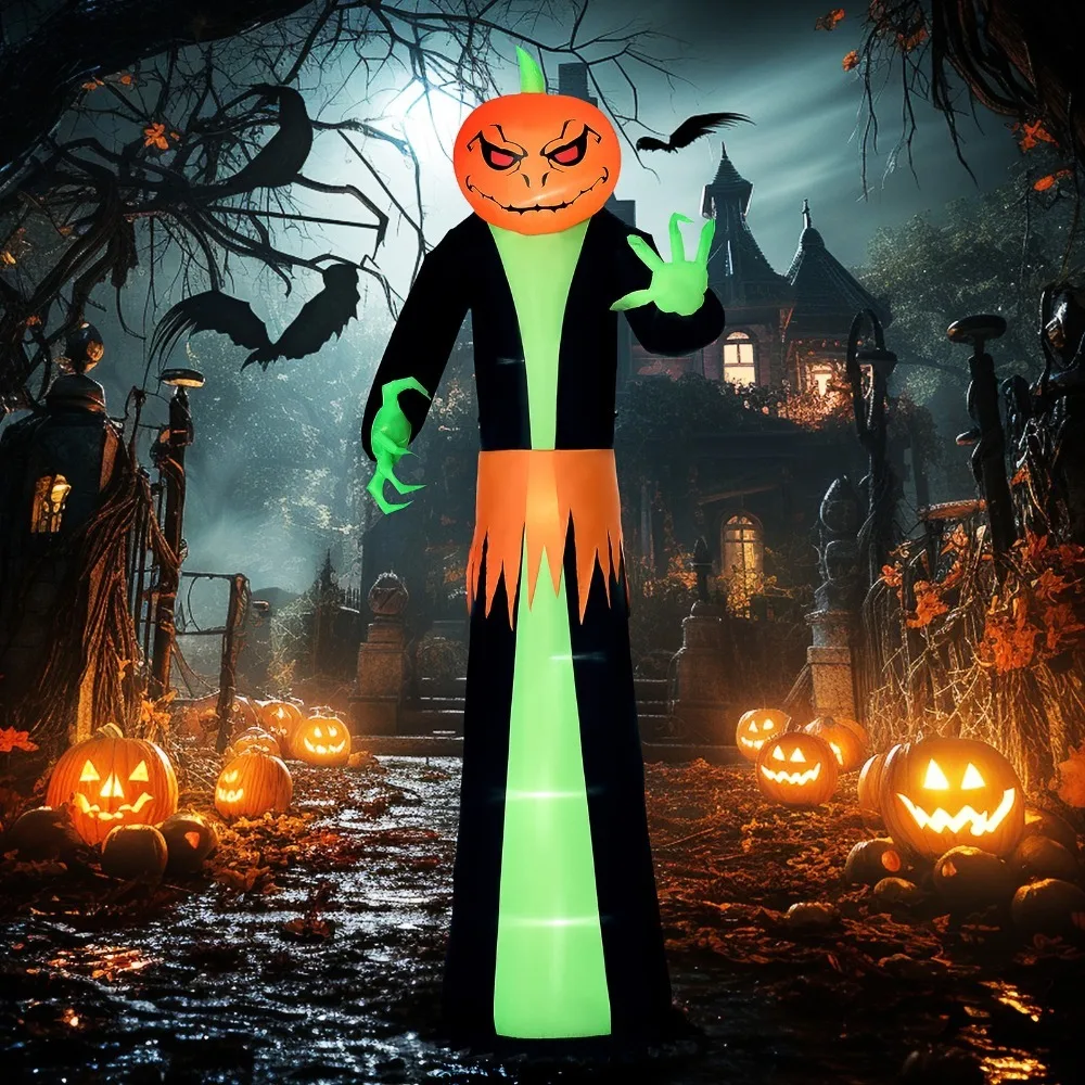 

9' Light Up Pumpkin Inflatable Outdoor Halloween Yard Decoration w/ LED Lights