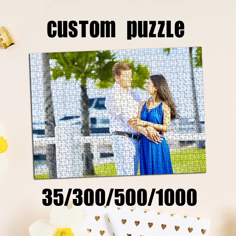 35/300/500pcs  couple Custom Photo Mosaic Jigsaw puzzle Customizable Poster For Children Toy Handmade Birthday Gifts