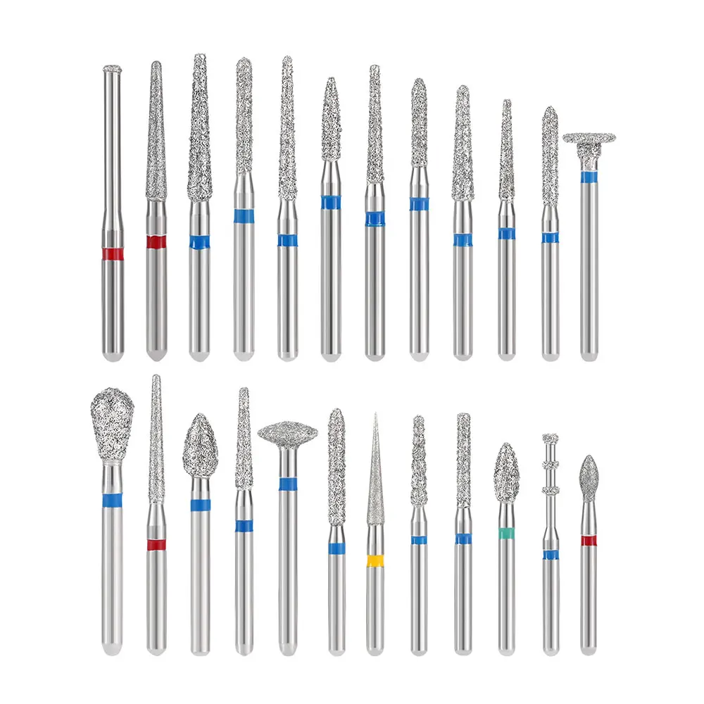 AZDENT 24pcs/Box zestaw dentystyczne wiertła diamentowe FG 1.6mm nadające się do szybka prostnica dentysty narzędzie do polerowania 24 sztuki