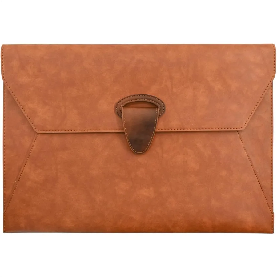 

PU Leather File Folder Document Organizer Holder Waterproof Filing Envelope Case with 2 Pockets A4 Portfolio Folder with Magnet