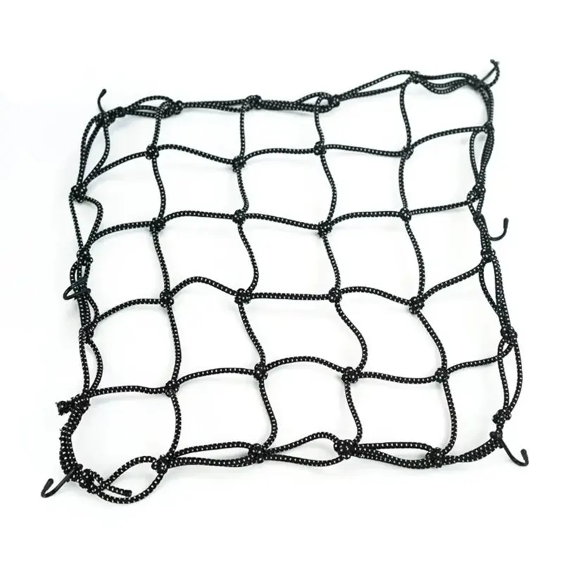 

Motorcycle Cargo Net 40x40cm Motorbike Bicycle Elastic Net For Helmet Storage Bungee Fuel Tank Luggage Mesh Net With Hooks
