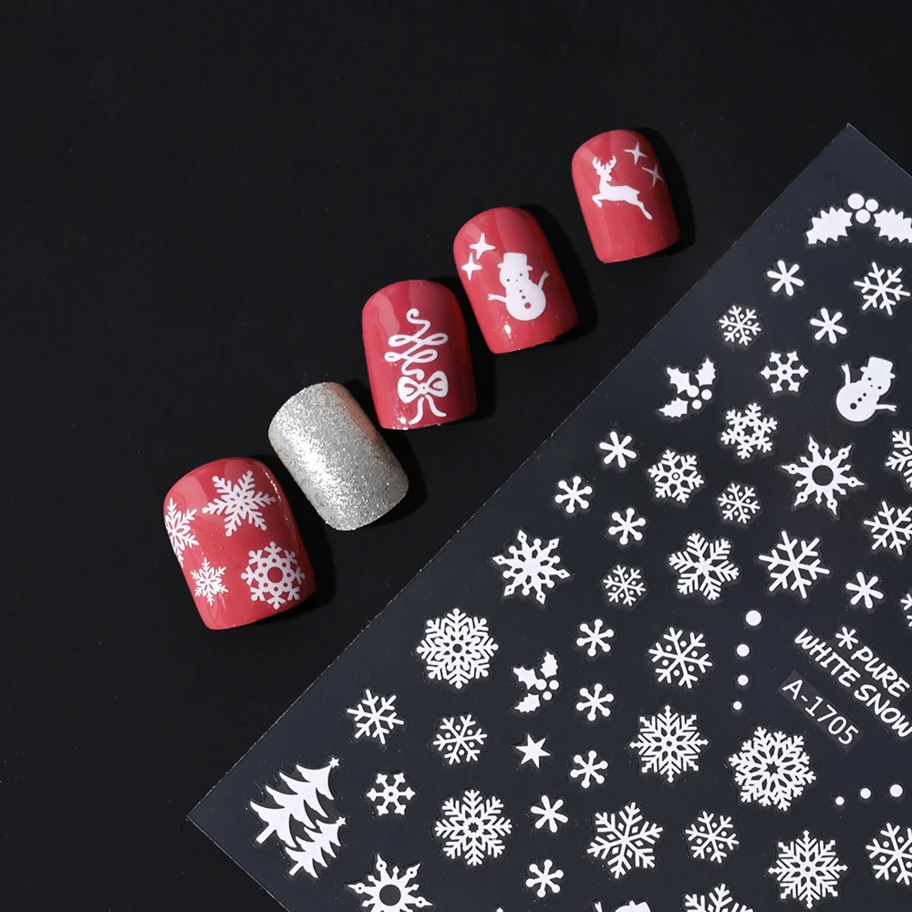 1 Stuks Winter Sneeuwvlok Nail Art Stickers 3d Winter Kerst Sneeuwvlok Ontwerp Nagel Stickers Zelfklevende Sticker Nail Decor *