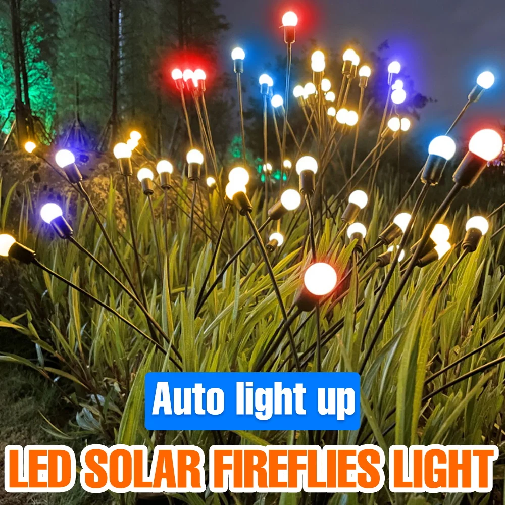 Outdoor LED Solar Power Firework Lamp Dandelion Grounding Light Waterproof Courtyard Atmosphere Decor Lawn Starry Sky Nightlight