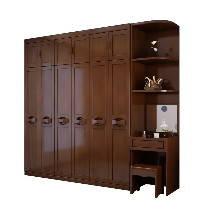 

Solid wood wardrobe, all solid wood logs open the door, modern simple storage wardrobe