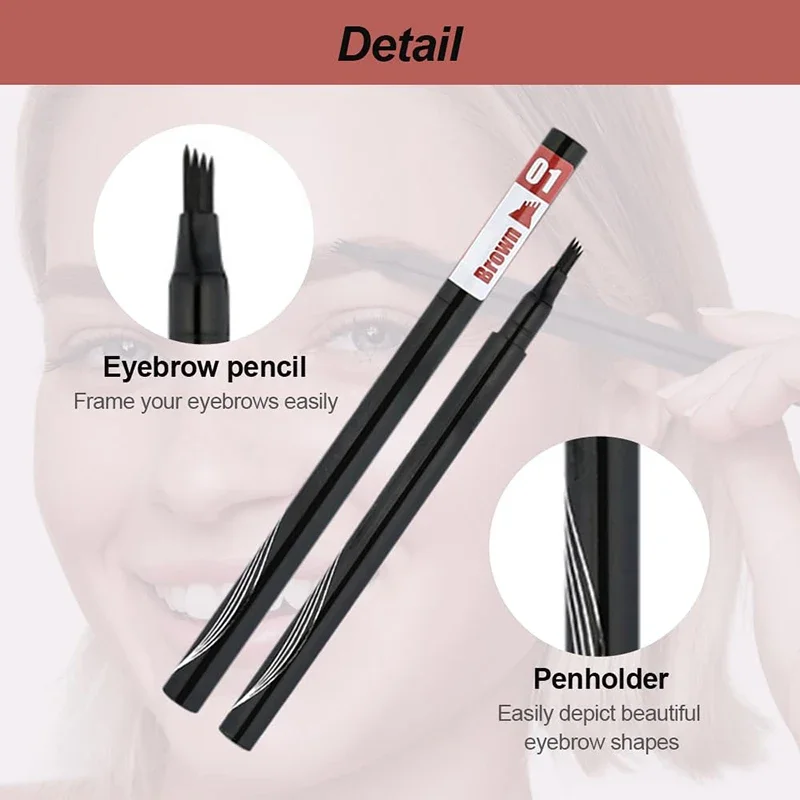 4 Fork Tip Waterproof Magic Eyebrow Pencil Eyebrow Microblading Pen Tattoo for Natural Makeup New